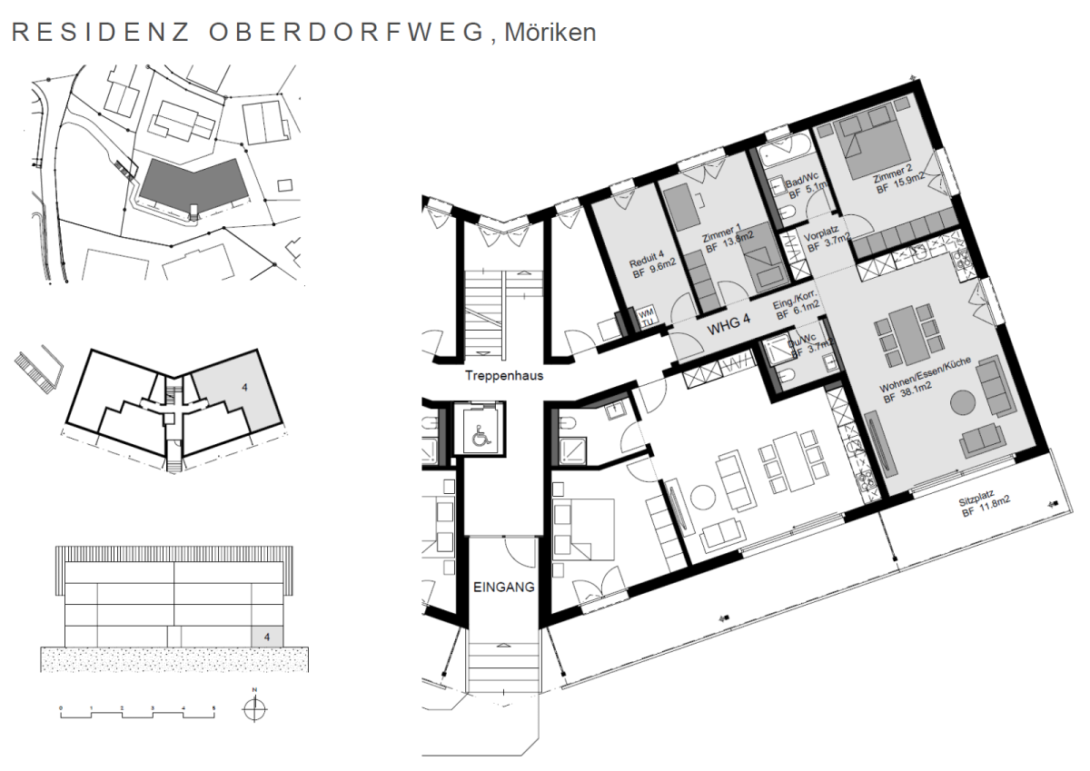 Plan Erdgeschoss 3 ½-Zimmer-Wohnung 4